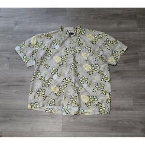 Harbor Bay Sport Shirt Mens 3XB Gray Hawaiian Floral‎ Short Sleeve Tropical